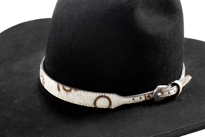 Calf Hair Laser Etched Brands Hat Band
