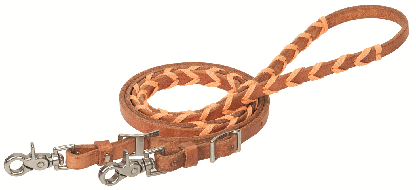 Laced Barrel Rein with Polyester Shoe Lacing, 5/8" x 8'