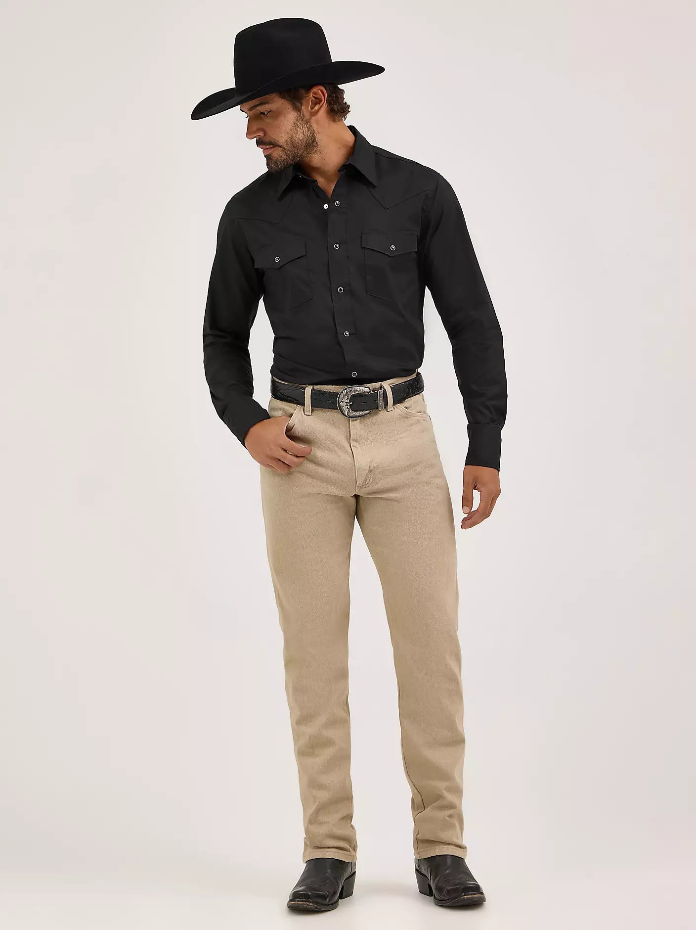 Long Sleeve Solid Broadcloth Western Snap Shirt