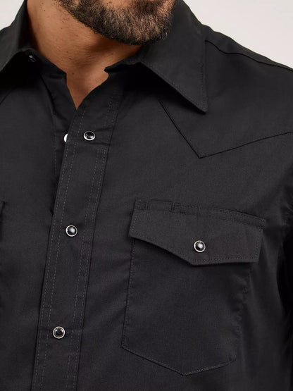 Long Sleeve Solid Broadcloth Western Snap Shirt
