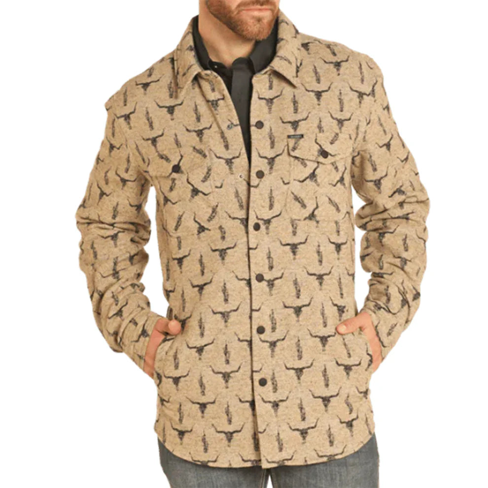 Men's Steer Skull Shirt Jacket