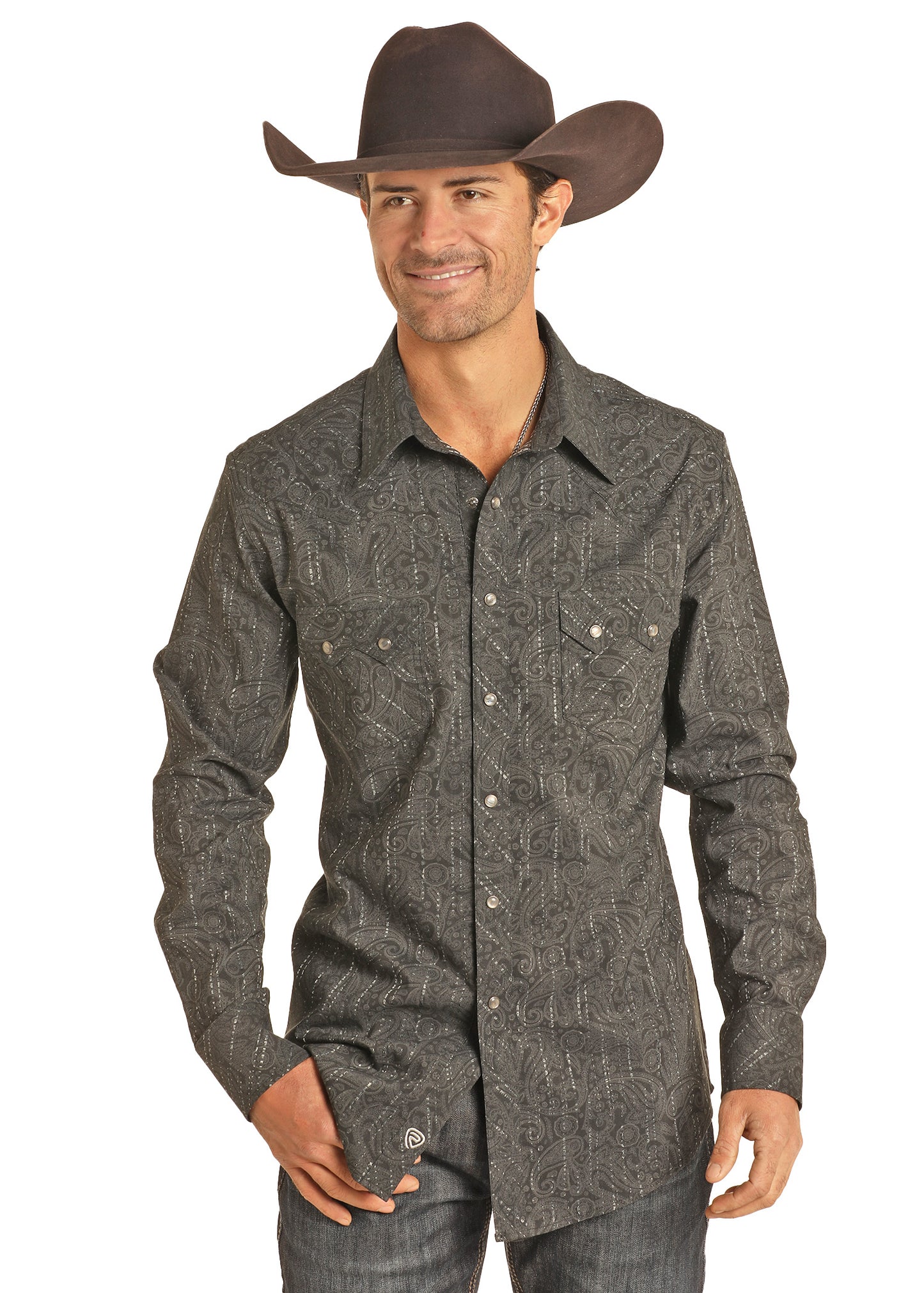 Men's Modern Fit Western Shirt - Paisley Stripe