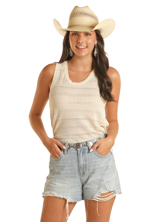 Ladies Tank with Knit Pattern