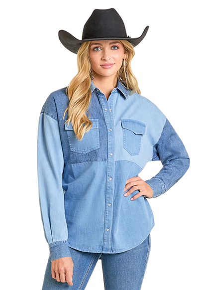 Ladies Denim Button Down
