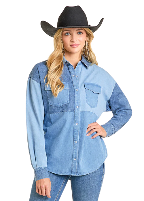 Ladies Denim Button Down