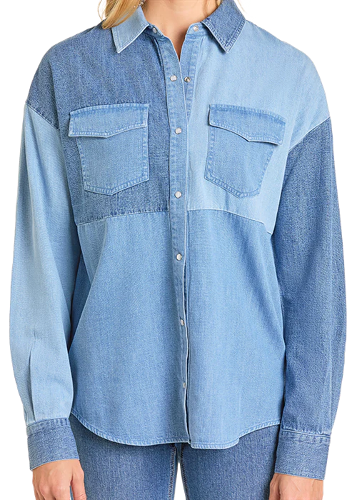 Ladies Denim Button Down
