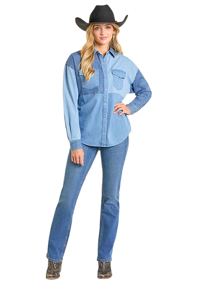 Ladies Denim Button Down