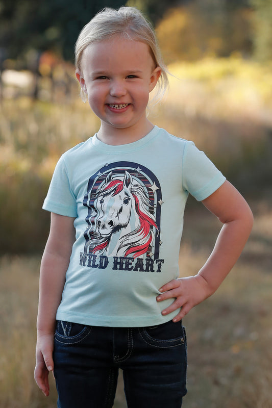 Girls Wild Heart Toddler T-Shirt - Light Blue