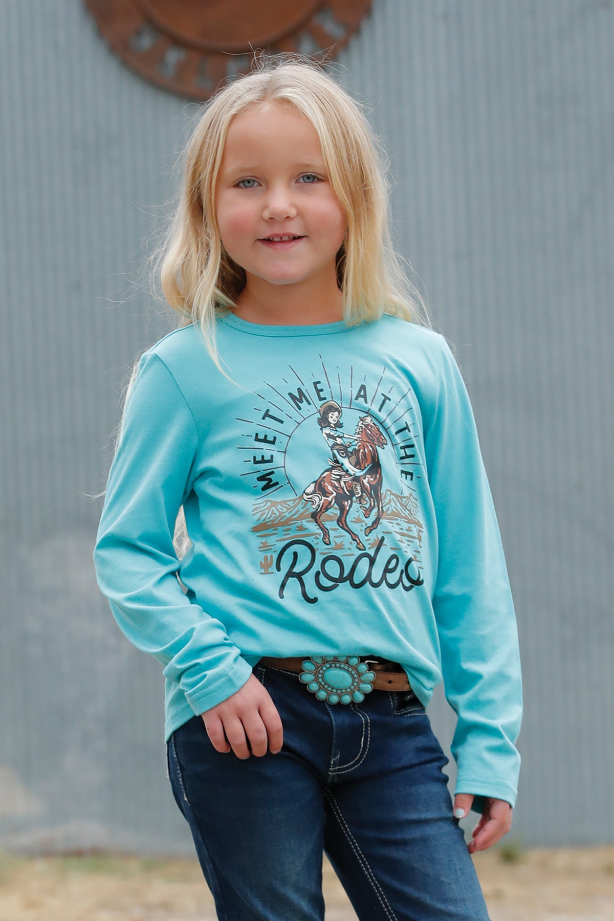 Girls Rodeo Longsleeve T-Shirt - Turquoise