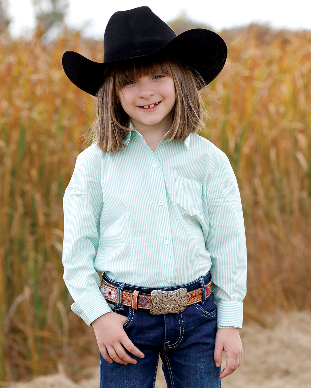 Girls Turquoise Western Shirt