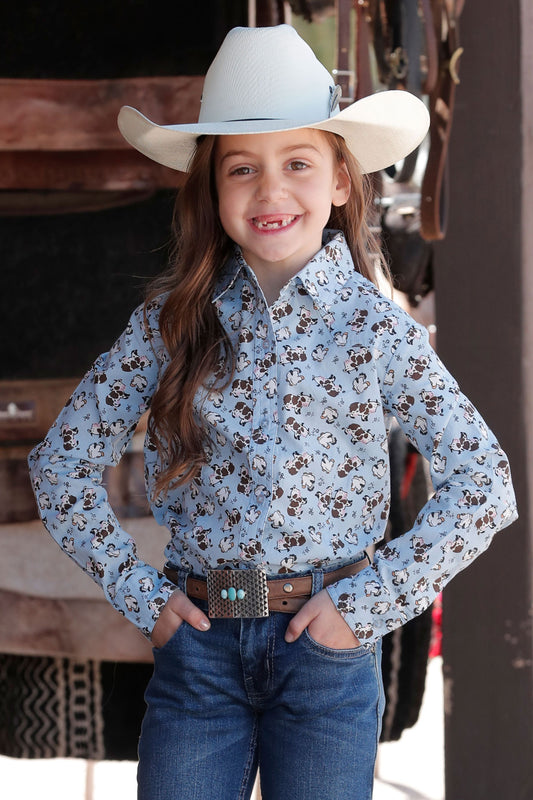 Girls Western Shirt - Light Blue