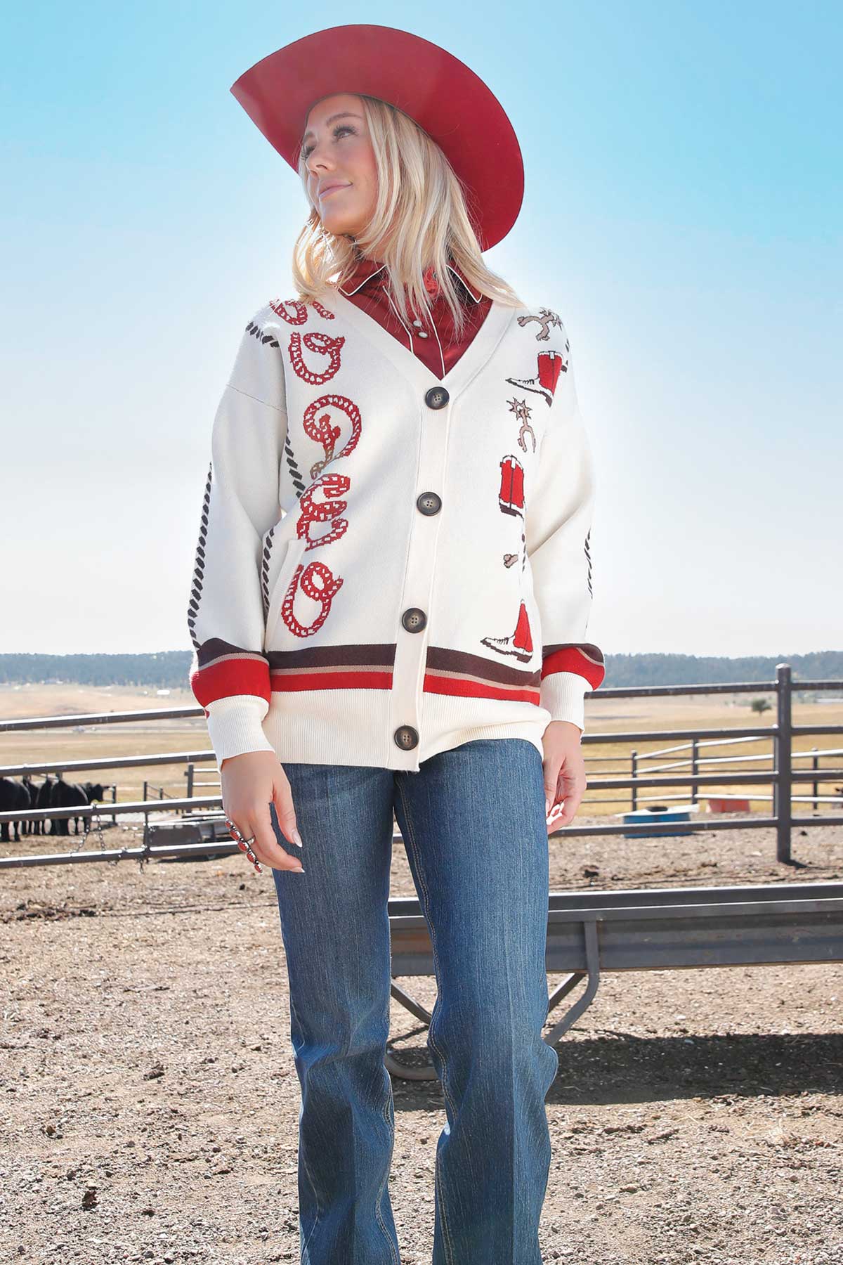 Ladies Knit Retro Cardigan