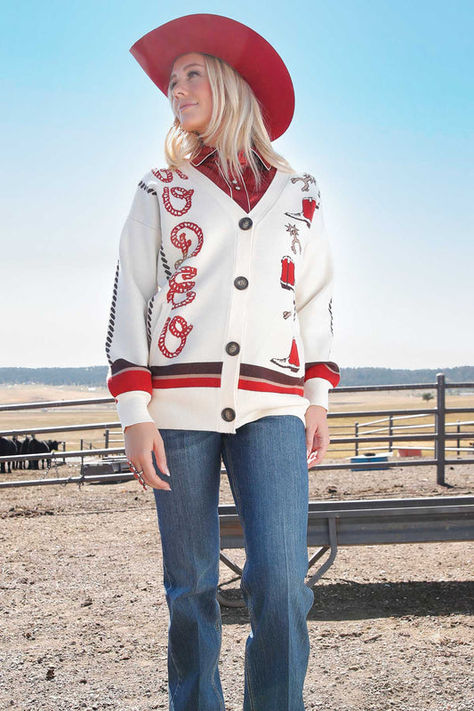 Ladies Knit Retro Cardigan