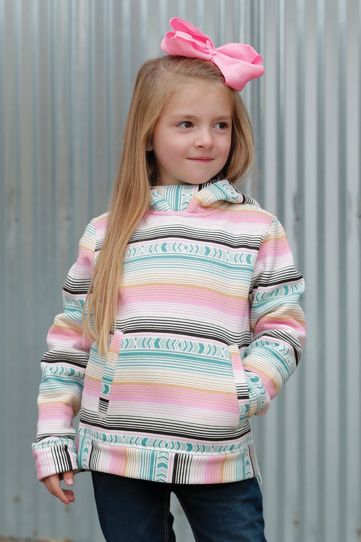 Girls Aztec Print Hoodie - Multicolor