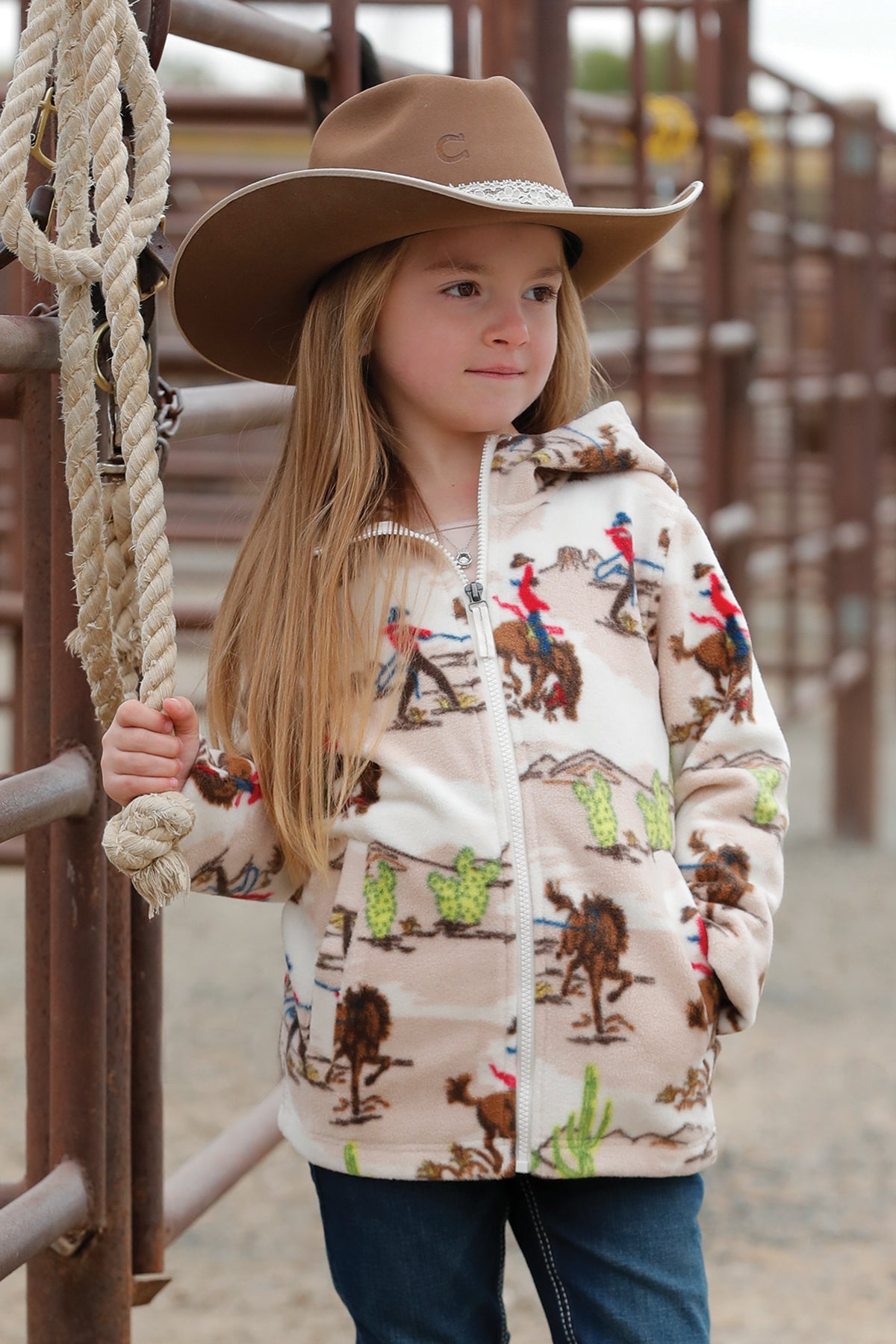 Girls Desert Rodeo Fleece Jacket - Cream