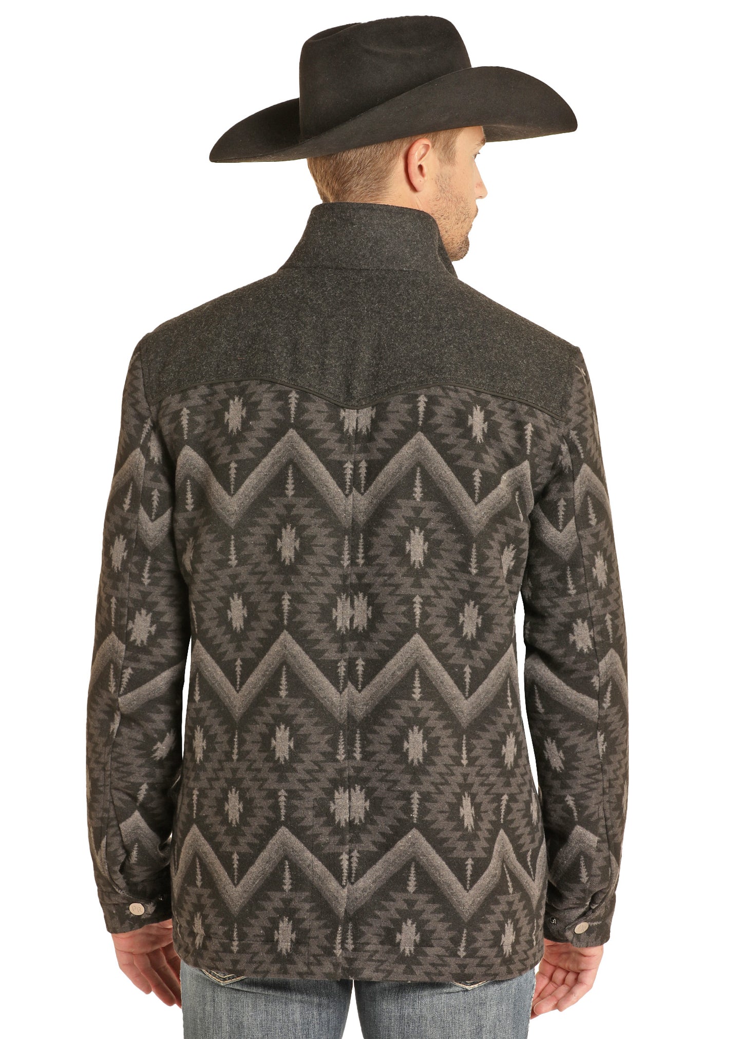 Men's Aztec Jaquard Coat - Black