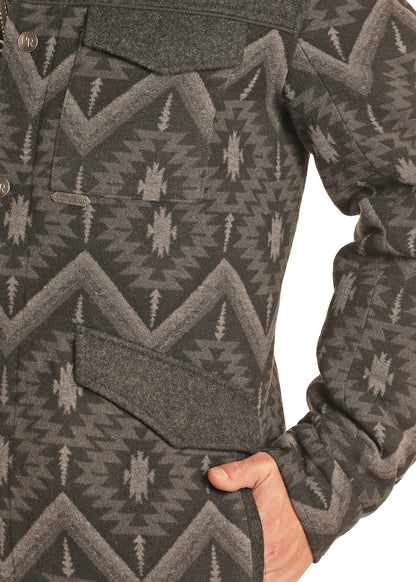 Men's Aztec Jaquard Coat - Black