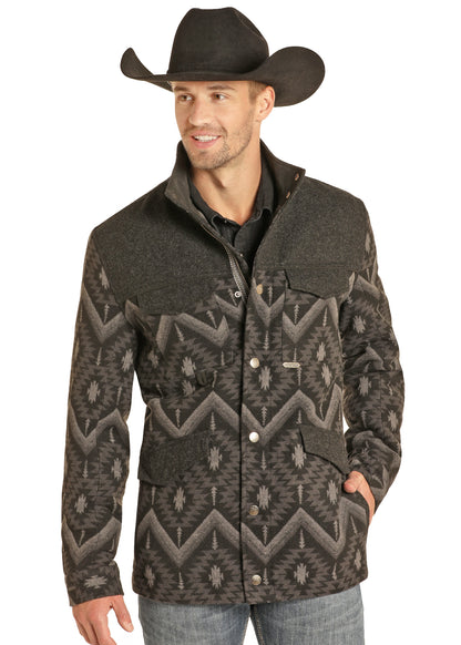 Men's Aztec Jaquard Coat - Black