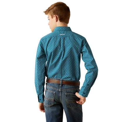 Boys Classic Fit Western Shirt - Dark Teal