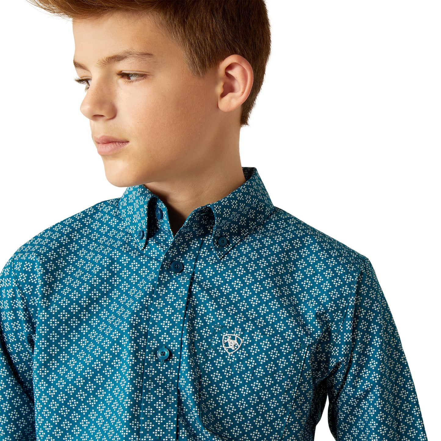 Boys Classic Fit Western Shirt - Dark Teal