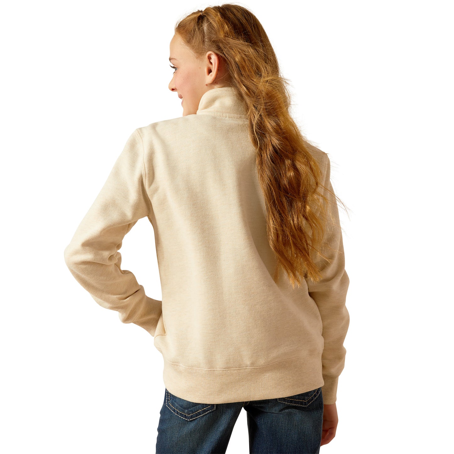 Girls 1/4 Zip Sweatshirt - Oatmeal Heather