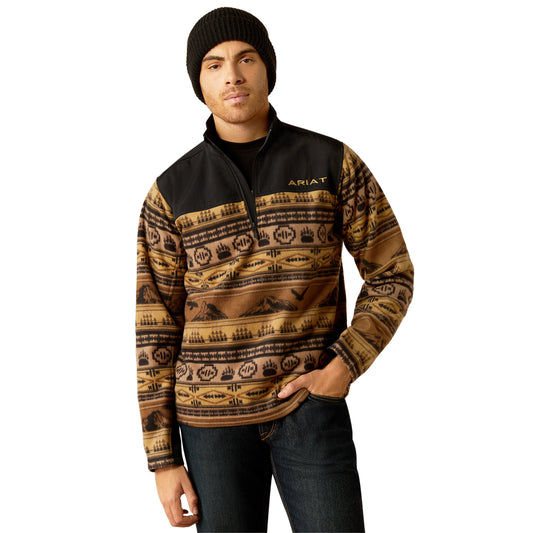 Men's 1/4 Zip Sweater - Brown Serape