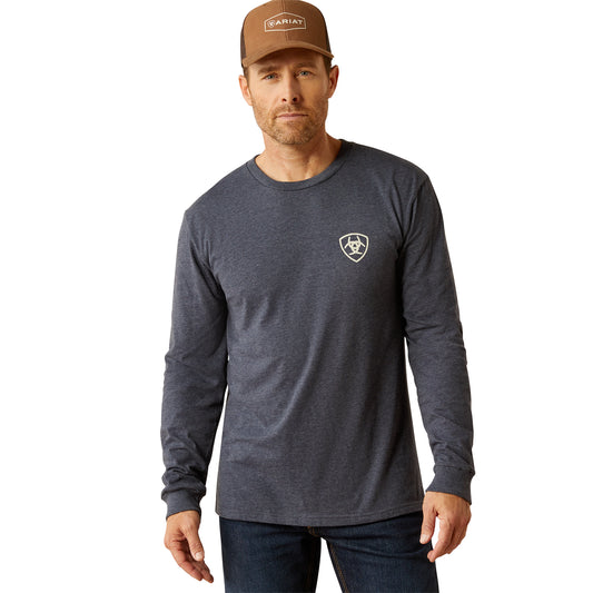 Men's Back Graphic Longsleeve Shirt - Navy