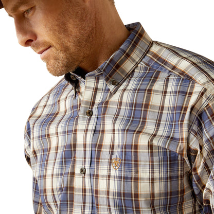 Men's Classic Fit Longsleeve Western Shirt - Blue Plaid