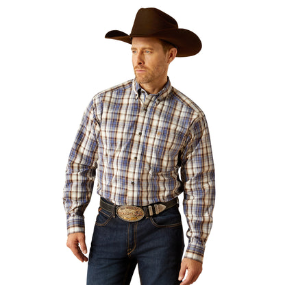 Men's Classic Fit Longsleeve Western Shirt - Blue Plaid