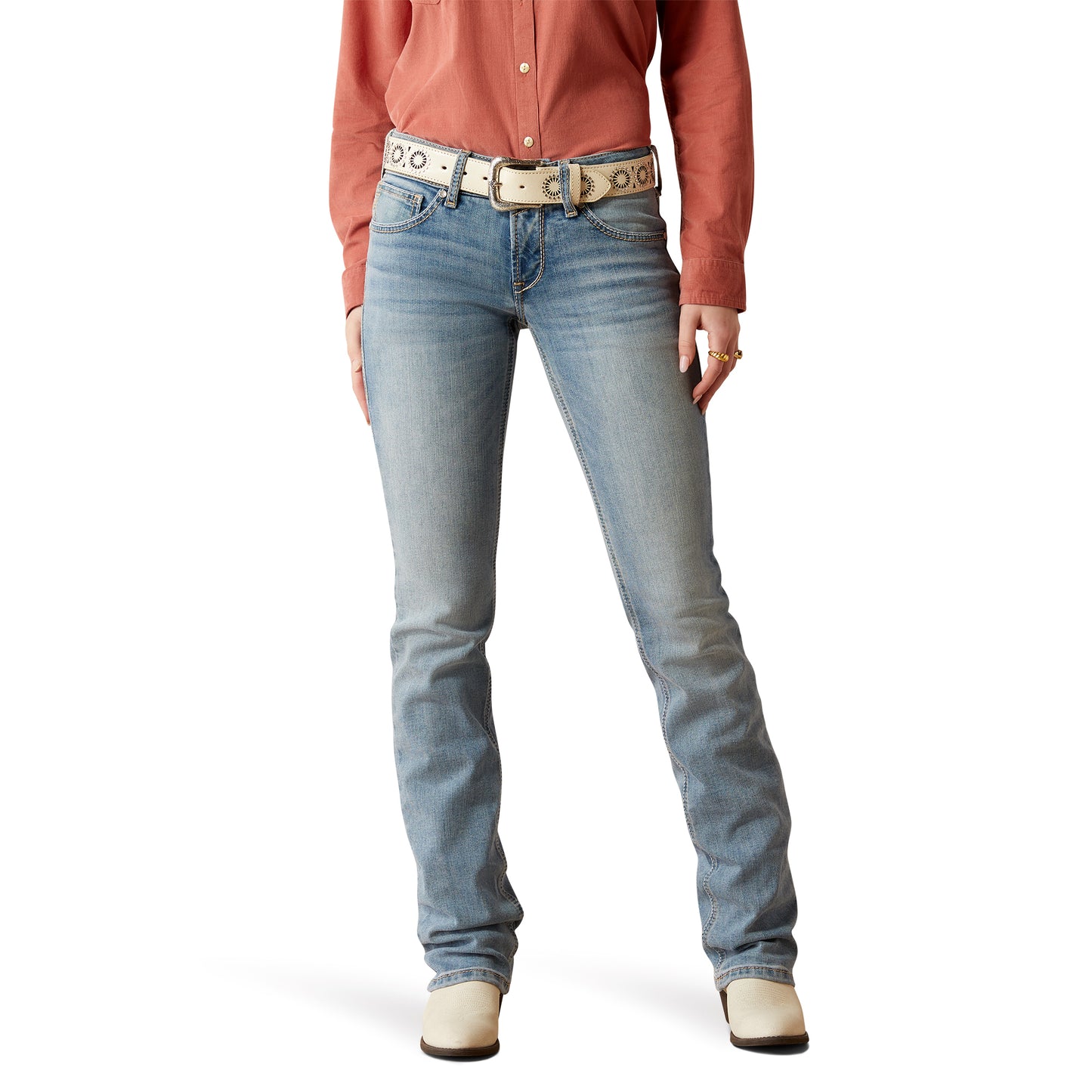 Ladies Mid Rise Straight Leg Jeans - Mallory