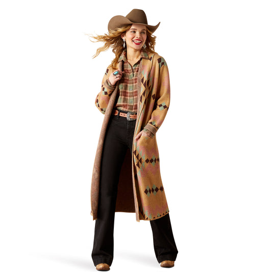 Ladies Sunset Chic Blanket Coat - Jaquard