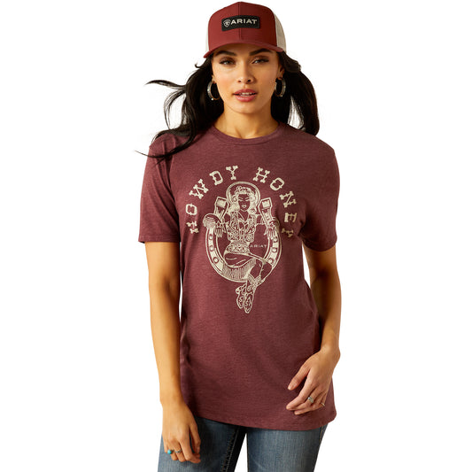 Ladies Howdy Honey Boyfriend Fit T-Shirt - Maroon