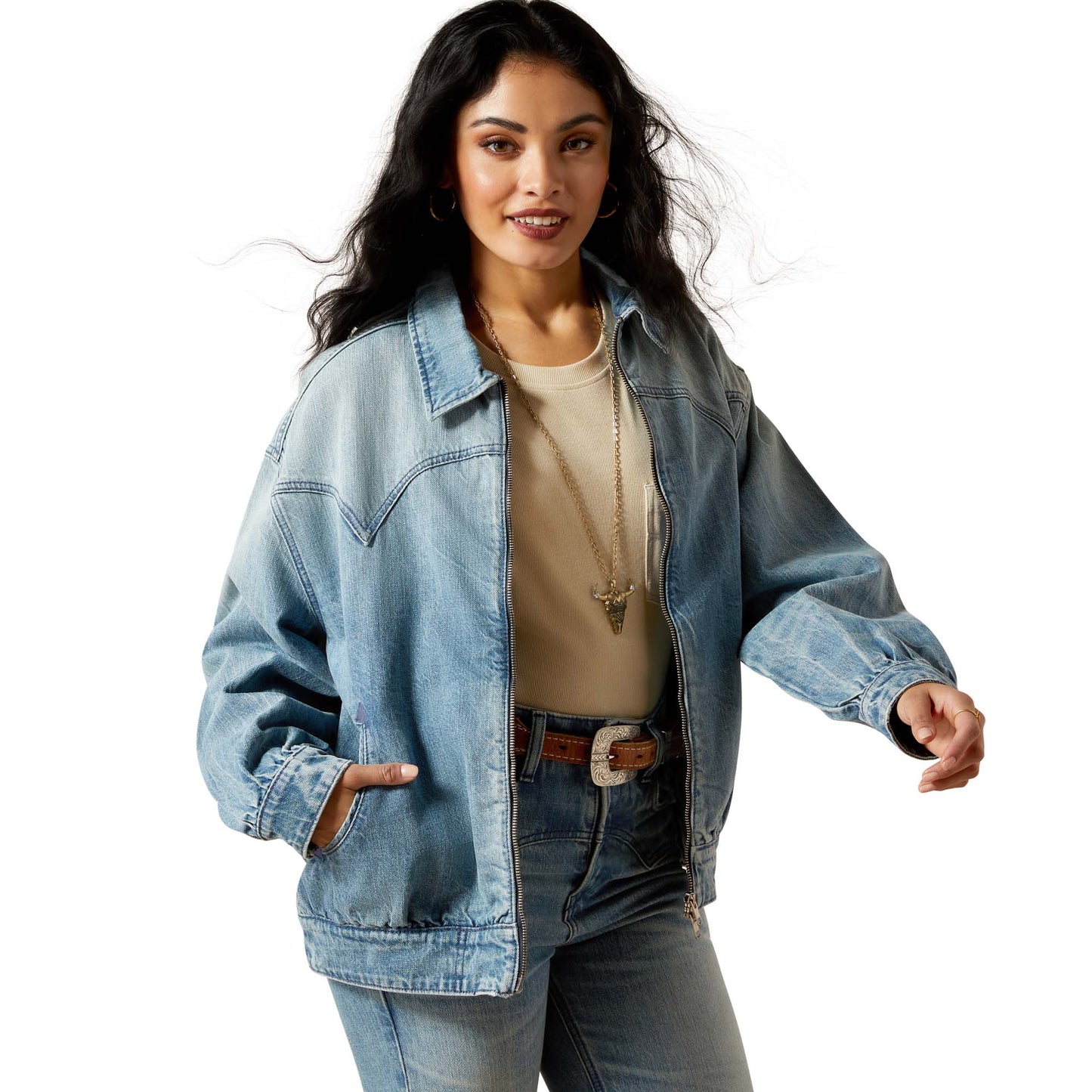 Cheyenne Denim Bomber Jacket