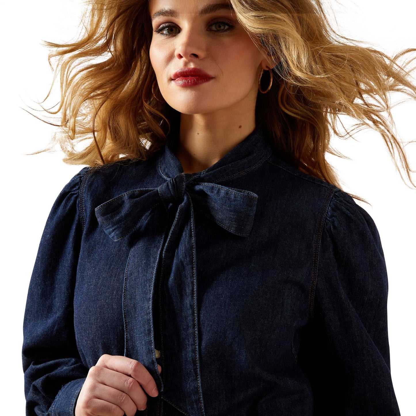 Puff Sleeve Denim Shirt