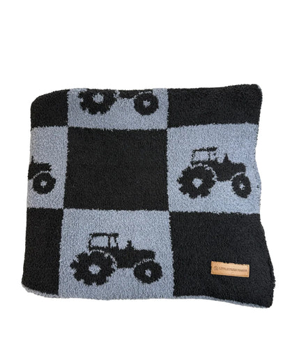 Checkers And Tractors Plush Blanket