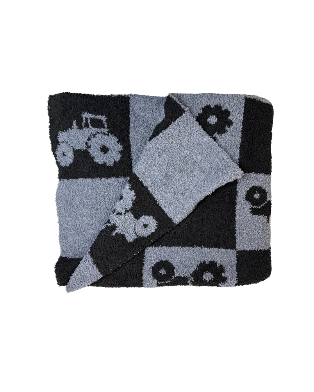 Checkers And Tractors Plush Blanket