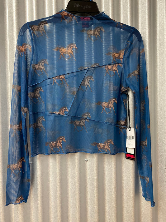 Ladies Horse Blue Mockneck