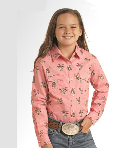 Girls Longsleeve Western Shirt Rose