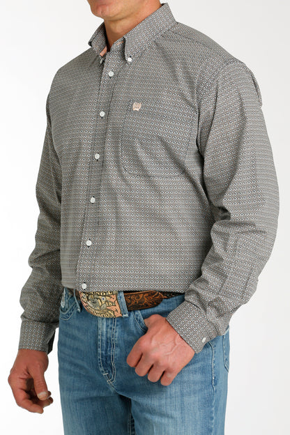 Men's Longsleeve Western Shirt - Coral/Navy