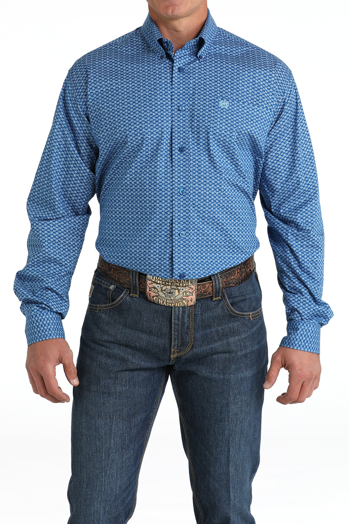 Men's Classic Fit Western Shirt - Royal Blue