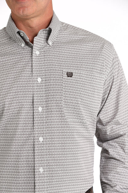 Men's Classic Fit Western Shirt - White/Grey