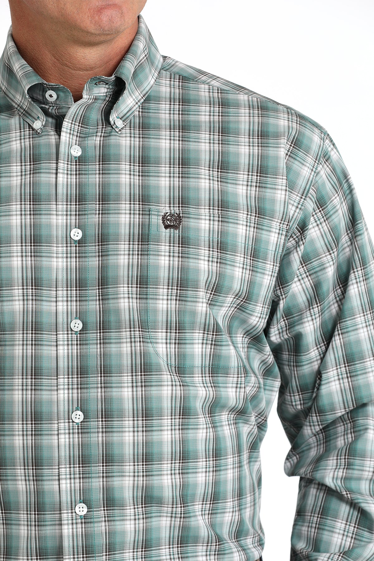 Men's Classic Fit Western Shirt - Green Plaid