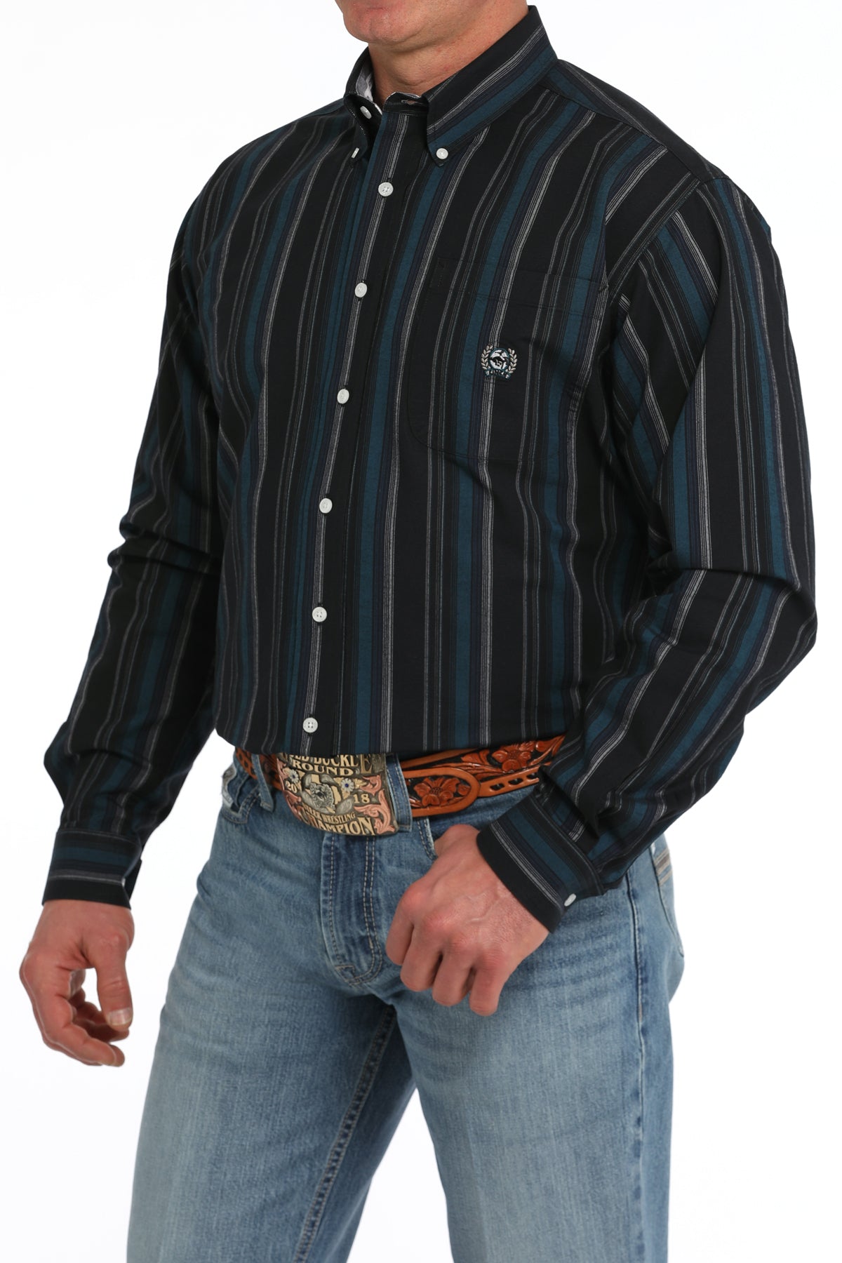 Men's Classic Fit Western Shirt - Vintage Stripe