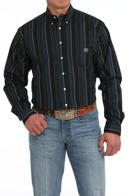 Men's Classic Fit Western Shirt - Vintage Stripe