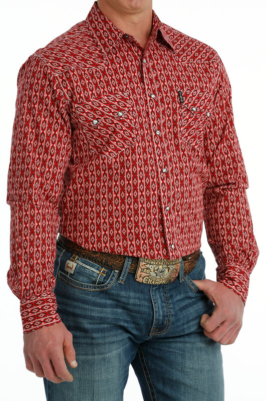 Men's Longsleeve Western Shirt - Red