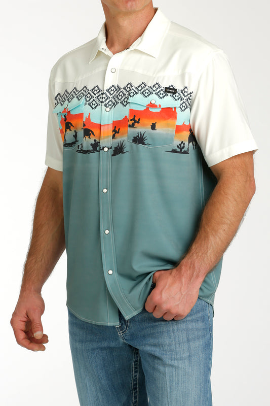 Men's Camp Shirt - Border Print