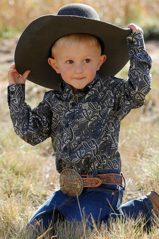 Toddler Boys Western Shirt - Black