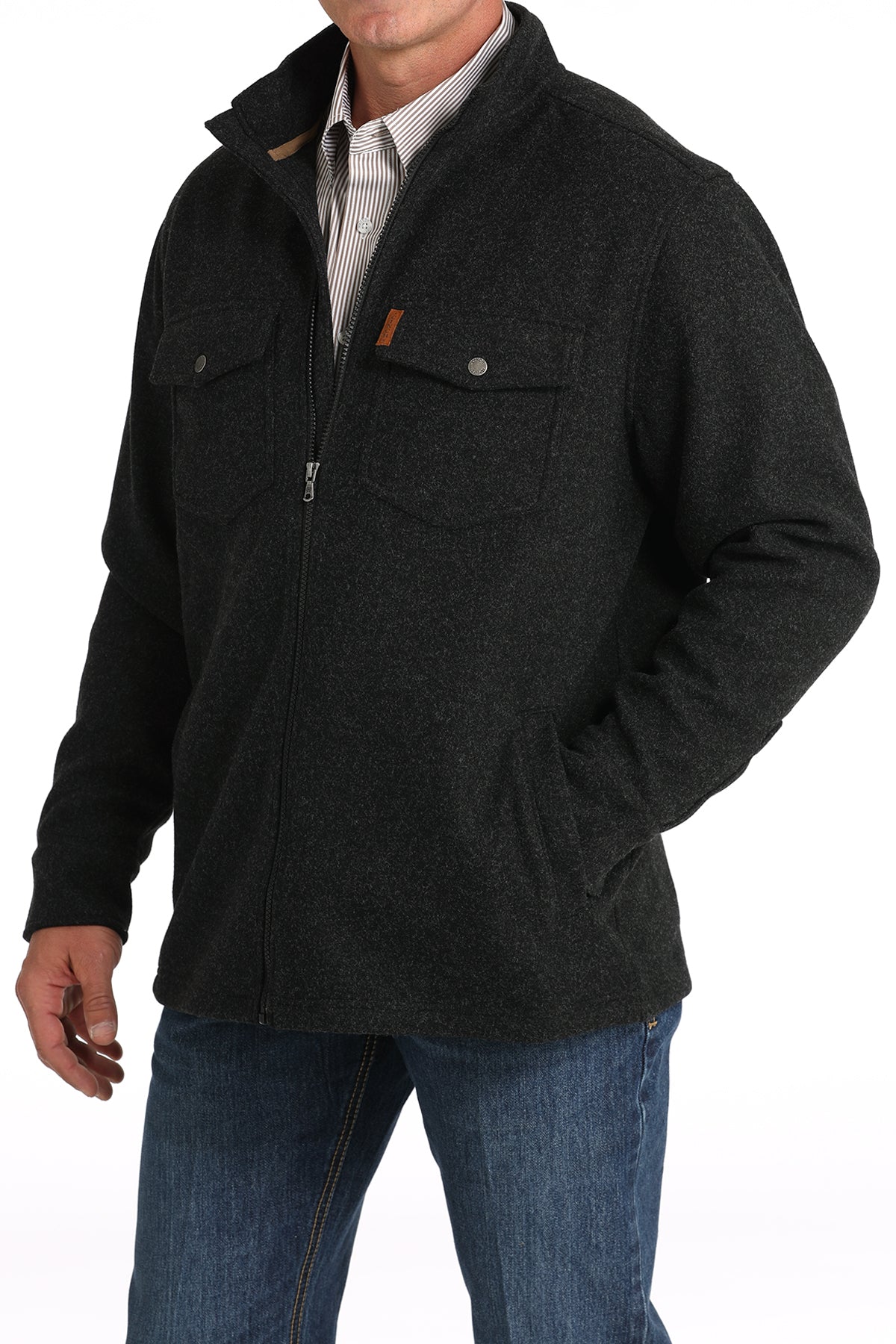 Men's Brushed Knit Shirt Jacket - Black