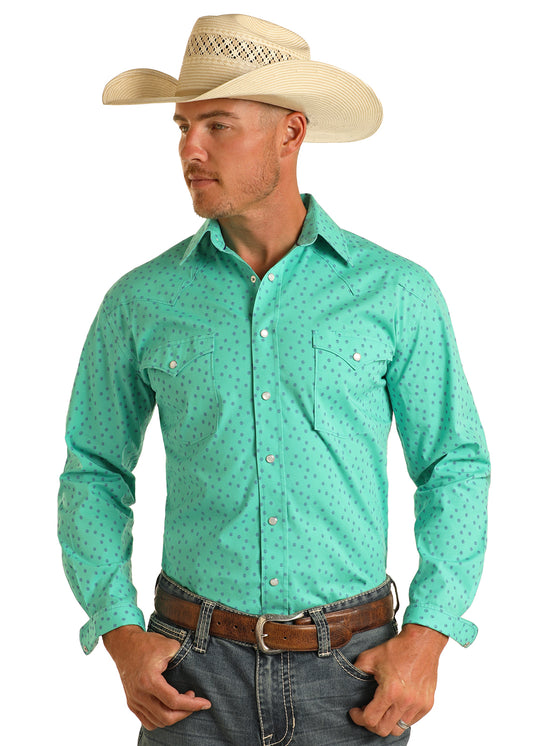 Men's Western Shirt Turquoise