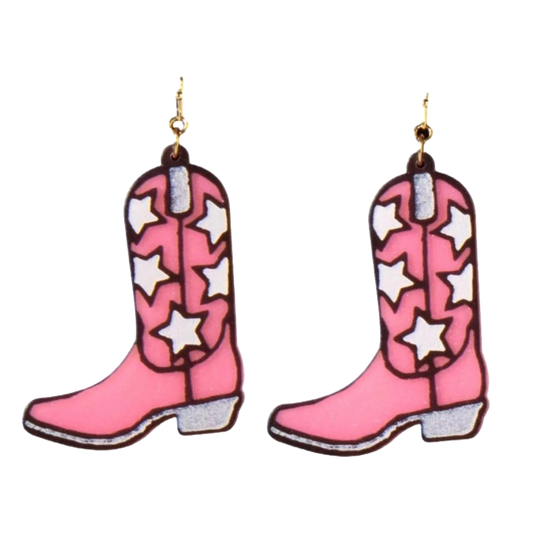 Pink Boot Earrings